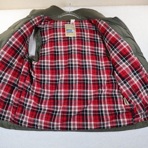 Billabong Y2K Chunky Puffer Hooded Green Vest Fleece Lined Heavyweight Dbl Zip L - Picture 5 of 12